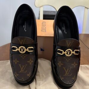 Louis Vuitton Monogram Black and Brown Loafers